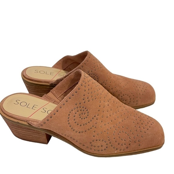 Women’s SOLE SOCIETY Soft Suede Slides Shoes Heels. - Picture 4 of 6